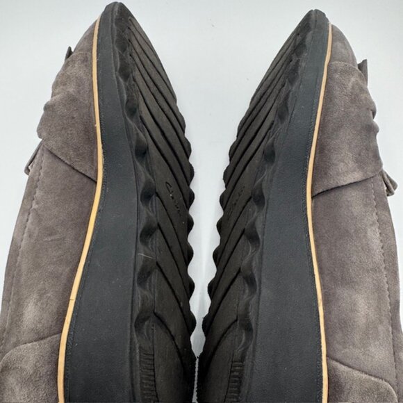 Clarks Women's Sharon Dasher Grey Suede Slip On Loafer Bow Accent Size 8 - Picture 5 of 5